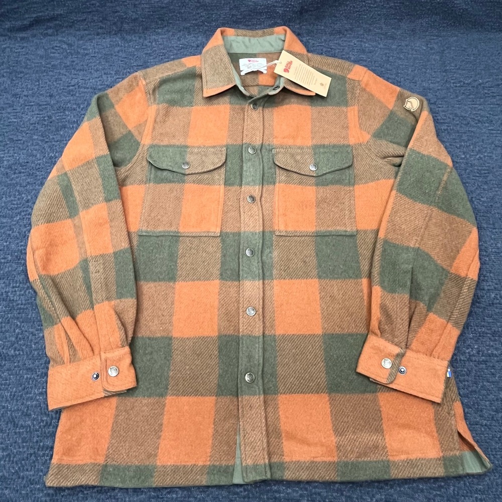 Fjallraven Canada Shirt Mens M‎ Autumn Leaf Laurel Green Plaid Wool Blend